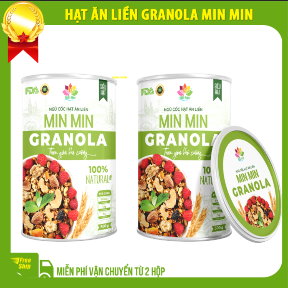 2 Hộp Ngũ cốc hạt ăn liền Granola Min Min